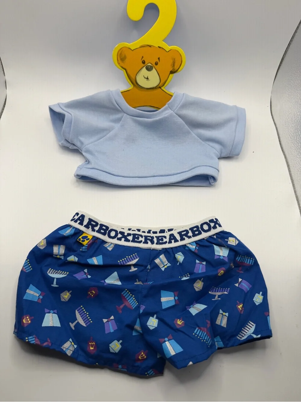 2000s Build-A-Bear Hanukkah Pajamas Printed Shorts Set Retired Stuffed Animal